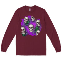Burgundy halloween patch 2 Long Sleeve Tee - BundleAndBundleShop