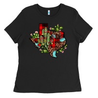 Black cactus christmas texas map Ladies Tee - JahusDesignShop