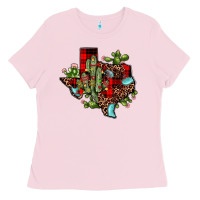 Bubblegum Pink cactus christmas texas map Ladies Tee - JahusDesignShop