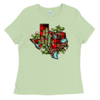 Cactus Christmas Texas Map Ladies Tee | Teevron