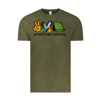 Vintage Olive peace love camping Vintage Tee - NancyCooperArtShop