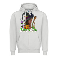 Dove Grey Boss witch afro Zipper Hoodie - NancyCooperArtShop