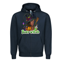 Navy Boss witch afro Zipper Hoodie - NancyCooperArtShop