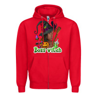 Red Boss witch afro Zipper Hoodie - NancyCooperArtShop