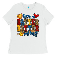 White hey batter batter swing softball Ladies Tee - Jasminsmagicworld