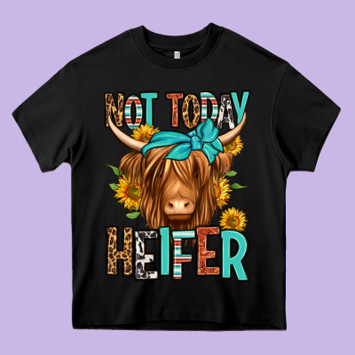 Not Today Heifer Long Haired Cow Heavy Core Tee Designed By Jasminsmagicworld