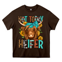 Chocolate Brown not today heifer long haired cow Heavy Core Tee - Jasminsmagicworld