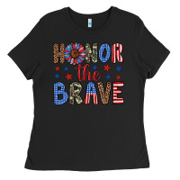 Black honor the brave Ladies Tee - Artiststas