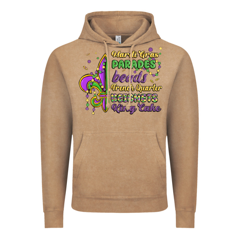 Mardi Gras Parades Beads French Quarter Beignets K Vintage Hoodie by MaliasSmallBusiness | Teevron
