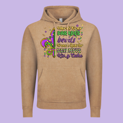 Mardi Gras Parades Beads French Quarter Beignets K Vintage Hoodie Designed By Maliassmallbusiness
