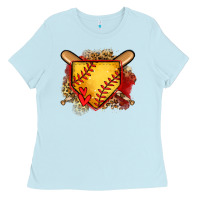 Baby Blue softball home plate Ladies Tee - Jasminsmagicworld