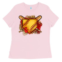 Bubblegum Pink softball home plate Ladies Tee - Jasminsmagicworld