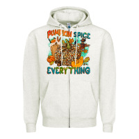 Oatmeal Heather Pumpkin spice everything Zipper Hoodie - NancyCooperArtShop
