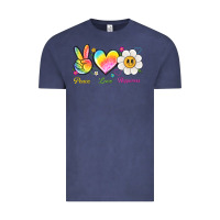 Vintage Denim peace love happiness Vintage Tee - NancyCooperArtShop