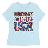 Baby Blue hooray for the usa Ladies Tee - Artiststas