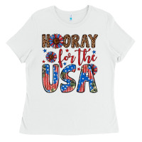 White hooray for the usa Ladies Tee - Artiststas