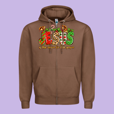 Jesus Is The Reason For The Season Zipper Hoodie Designed By Texasbilliewilder