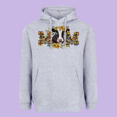 Mom With Cow Heavyweight Hoodie Designed By Cowgirlartshop