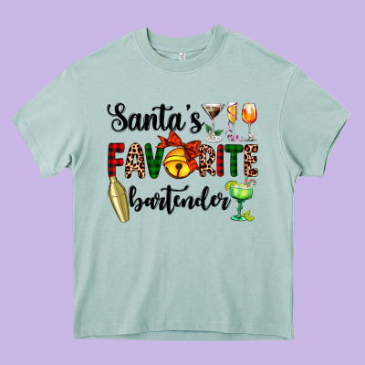 Santa's Favorite Bartender Heavy Core Tee Designed By Adodesignshop