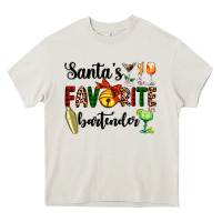 Cream santa's favorite bartender Heavy Core Tee - AdoDesignShop