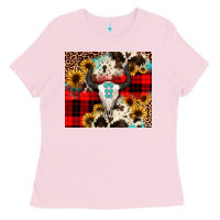 Bubblegum Pink bullskull Sunflower Ladies Tee - JahusDesignShop