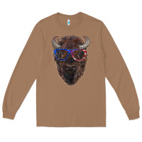 Toasted Coconut bison with american flag glasses Long Sleeve Tee - RanaPortraitStore