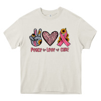 Cream peace love cure Heavy Core Tee - JahusDesignShop