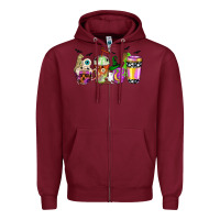 Burgundy Halloween coffee cups Zipper Hoodie - NancyCooperArtShop