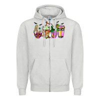 Dove Grey Halloween coffee cups Zipper Hoodie - NancyCooperArtShop