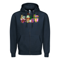 Navy Halloween coffee cups Zipper Hoodie - NancyCooperArtShop