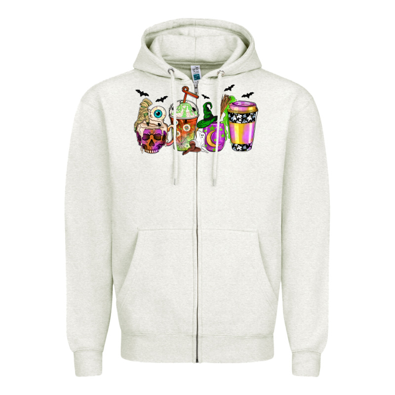 Halloween Coffee Cups Zipper Hoodie by NancyCooperArtShop | Teevron