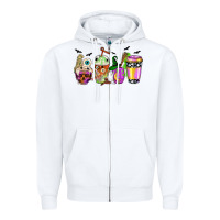 White Halloween coffee cups Zipper Hoodie - NancyCooperArtShop