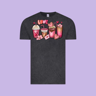 Valentines Day Coffee Cups Vintage Tee Designed By Maliassmallbusiness