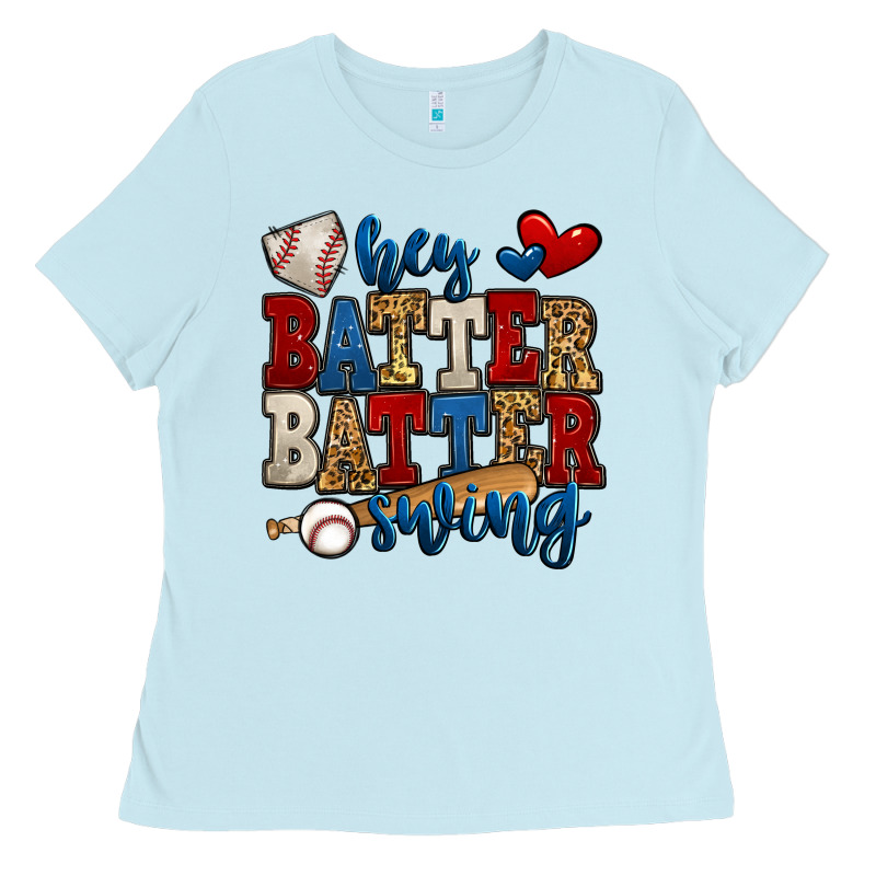 Hey Batter Batter Swing Baseball Ladies Tee by Jasminsmagicworld | Teevron