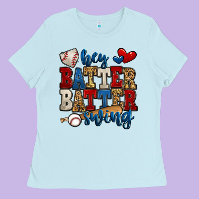 Hey Batter Batter Swing Baseball Ladies Tee Designed By Jasminsmagicworld