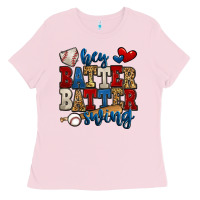 Bubblegum Pink hey batter batter swing baseball Ladies Tee - Jasminsmagicworld