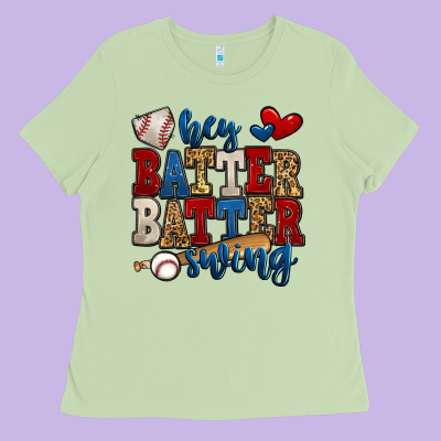 Hey Batter Batter Swing Baseball Ladies Tee Designed By Jasminsmagicworld