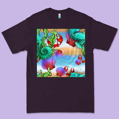 Seahorse And Beach Premium Tee Designed By Bundleandbundleshop