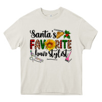 Cream santa's favorite  hair stylist Heavy Core Tee - AdoDesignShop