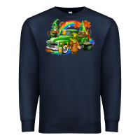 Navy St. Patrick's Day truck with gnomies Premium Sweatshirt - CowGirlArtShop