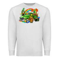 Oatmeal Heather St. Patrick's Day truck with gnomies Premium Sweatshirt - CowGirlArtShop