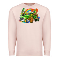 Pale Pink St. Patrick's Day truck with gnomies Premium Sweatshirt - CowGirlArtShop