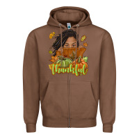 Chestnut Thankful Fall with black girl Zipper Hoodie - NancyCooperArtShop