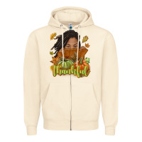 Sandshell Thankful Fall with black girl Zipper Hoodie - NancyCooperArtShop