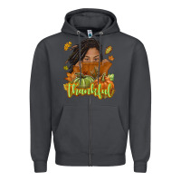 Smoke Thankful Fall with black girl Zipper Hoodie - NancyCooperArtShop