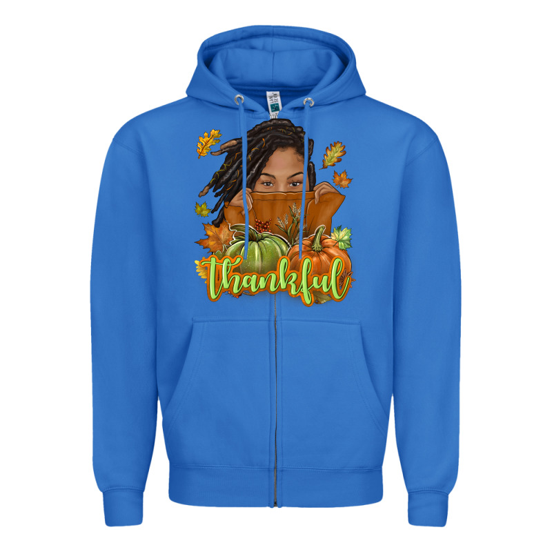 Thankful Fall With Black Girl Zipper Hoodie by NancyCooperArtShop | Teevron