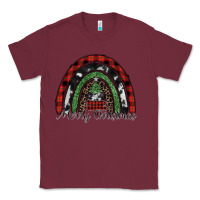 Burgundy Merry Christmas rainbow Classic Tee - CowhideDigitalArt