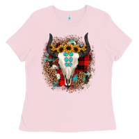 Bubblegum Pink bullskull christmas Ladies Tee - JahusDesignShop