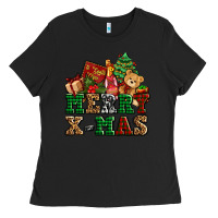 Black merry xmas with christmas Ladies Tee - AdoDesignShop