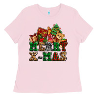 Bubblegum Pink merry xmas with christmas Ladies Tee - AdoDesignShop
